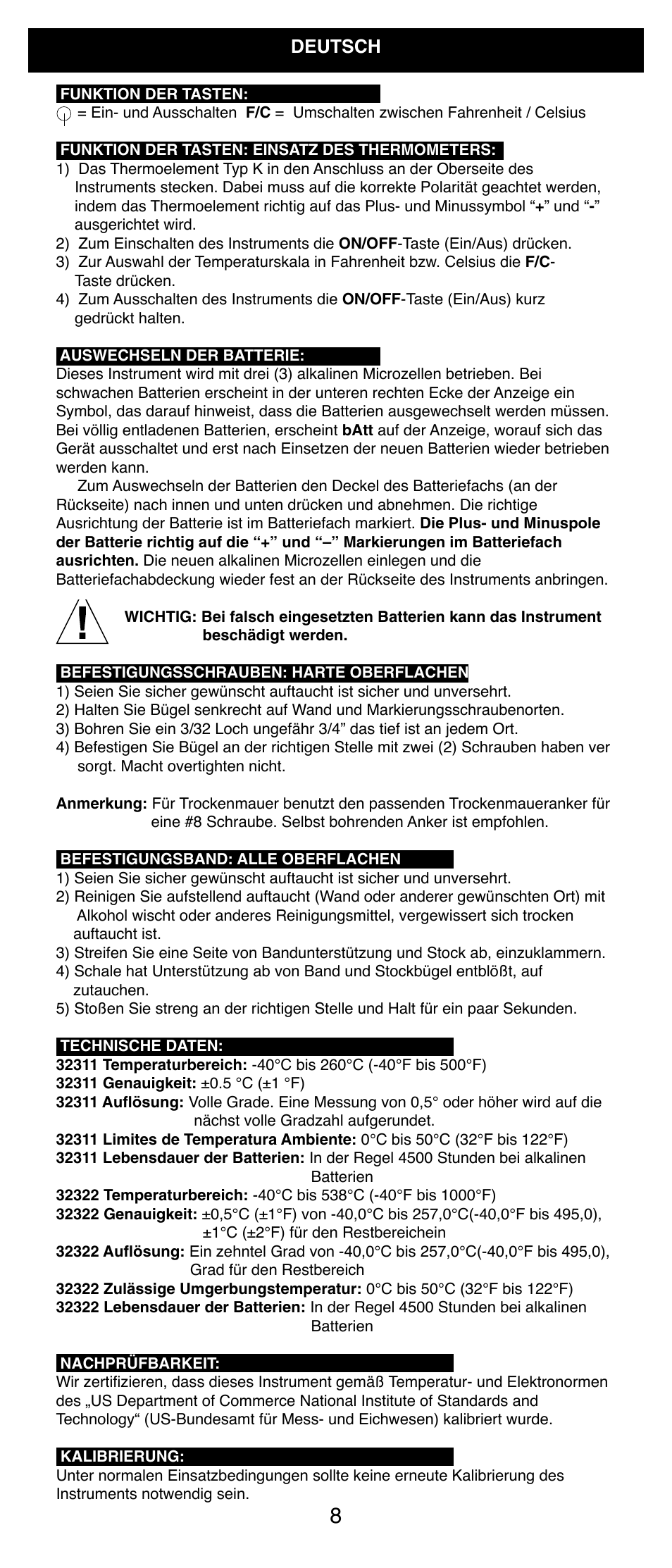 Cooper-Atkins 32311-K User Manual | Page 8 / 12