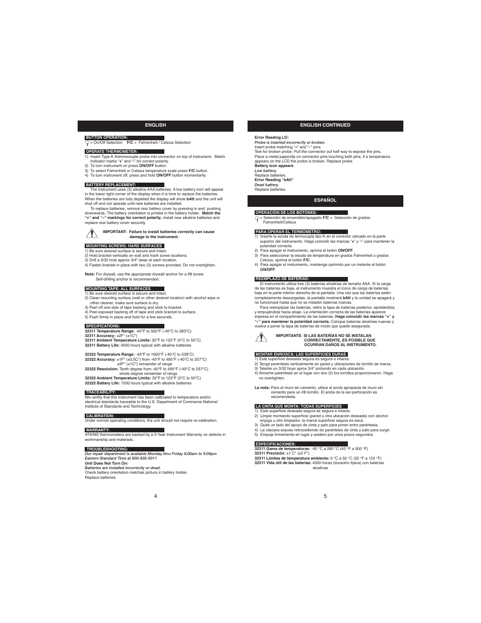 Cooper-Atkins 32311-K User Manual | Page 3 / 7