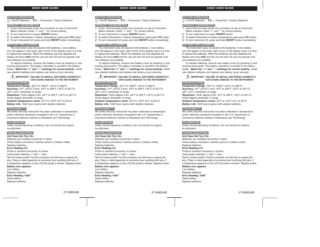 Cooper-Atkins 32322 User Manual | 1 page