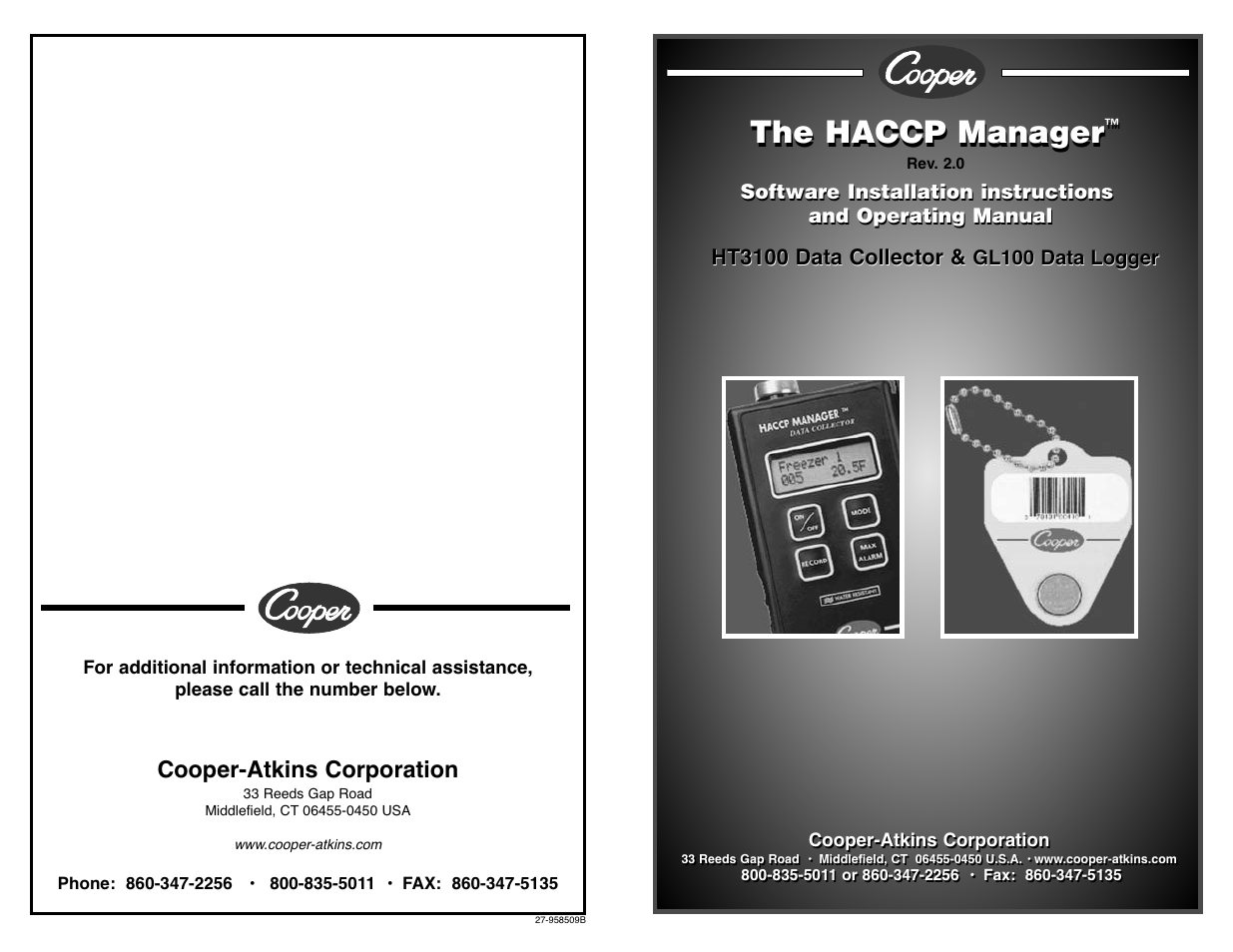 The haccp manager, Cooper-atkins corporation | Cooper-Atkins GL300 User Manual | Page 20 / 20