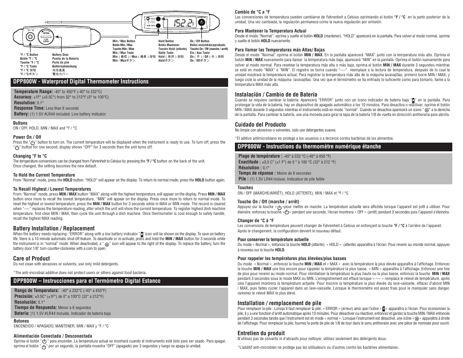 Cooper-Atkins DPP800W User Manual | 2 pages