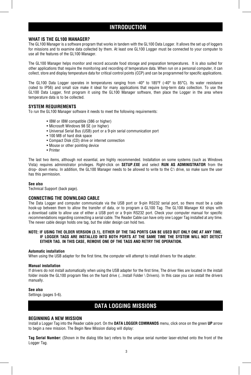 Data­logging­missions introduction | Cooper-Atkins GL100 User Manual | Page 3 / 8