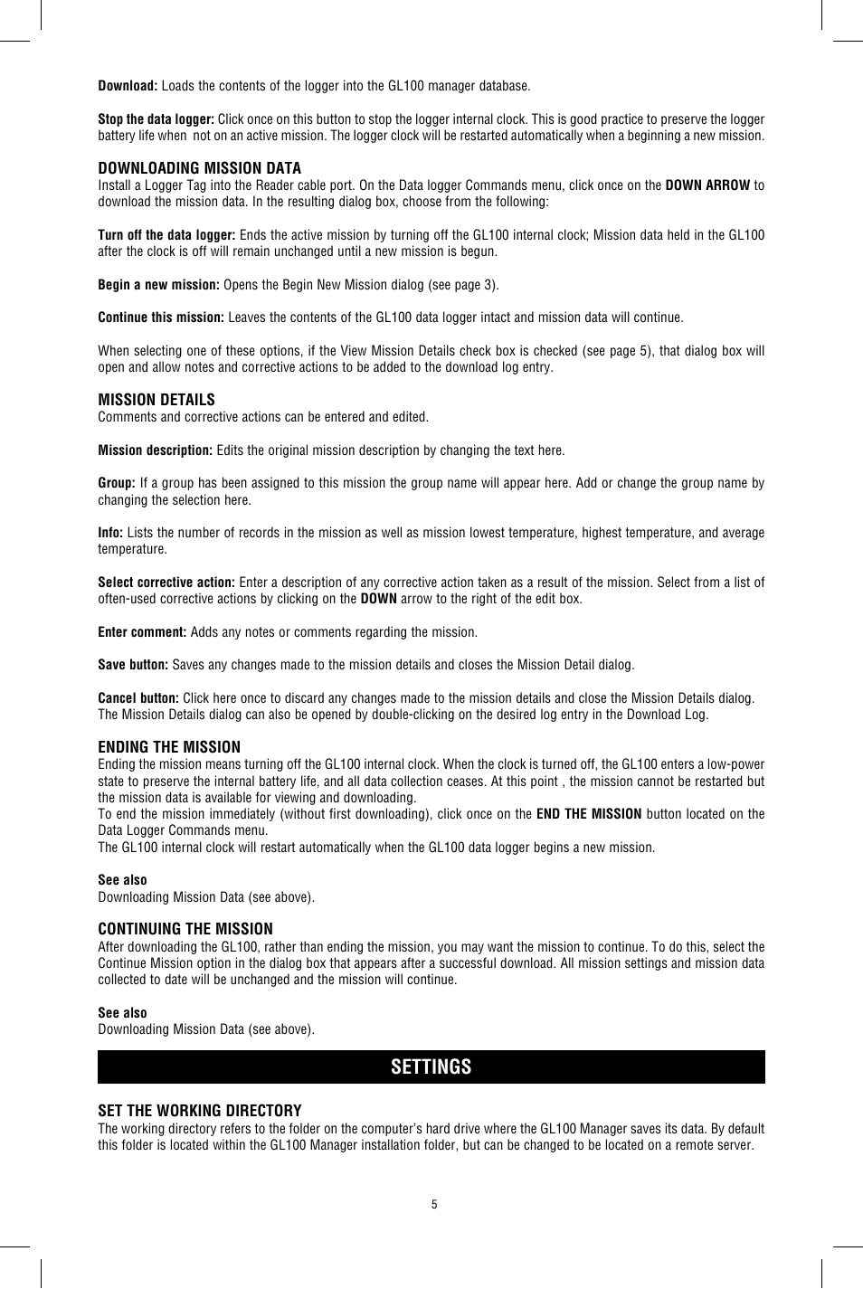 Settings | Cooper-Atkins GL100 User Manual | Page 5 / 8