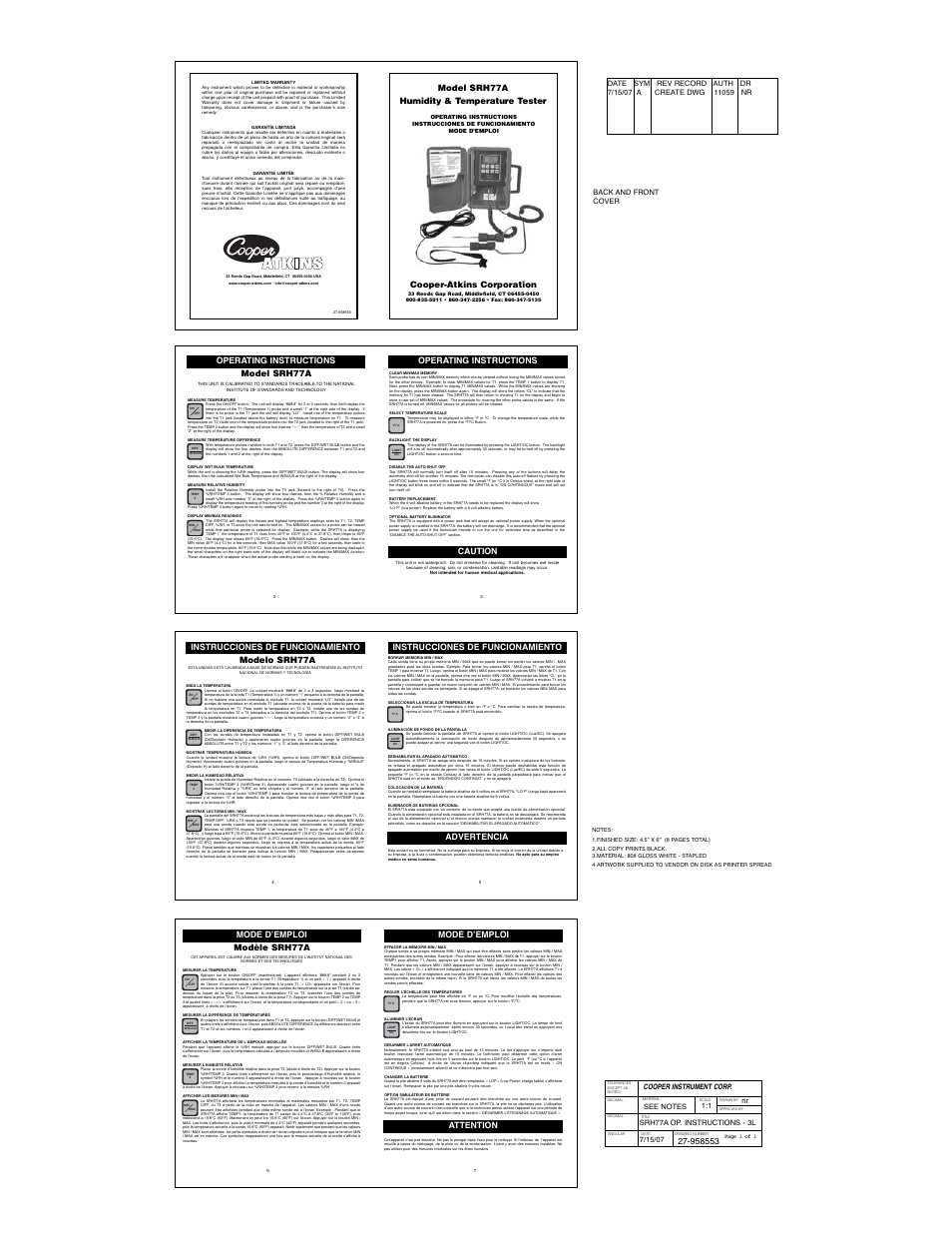 Cooper-Atkins SRH77A-ONLY User Manual | 1 page