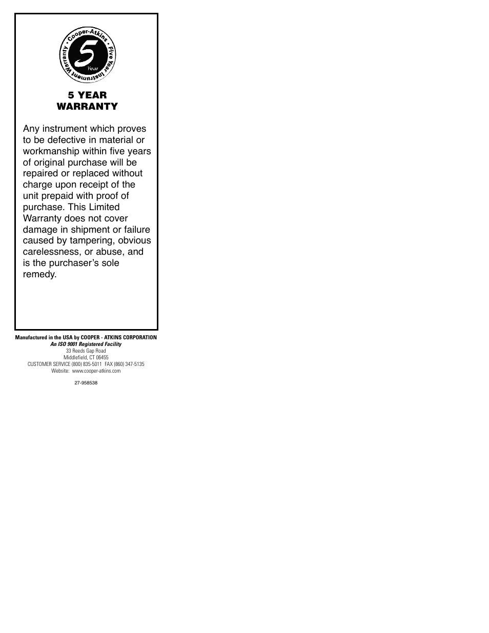 Cooper-Atkins 39658-K User Manual | Page 9 / 9