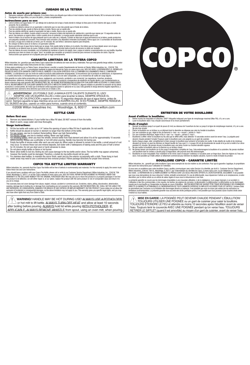 Copco Strawberry User Manual | 1 page