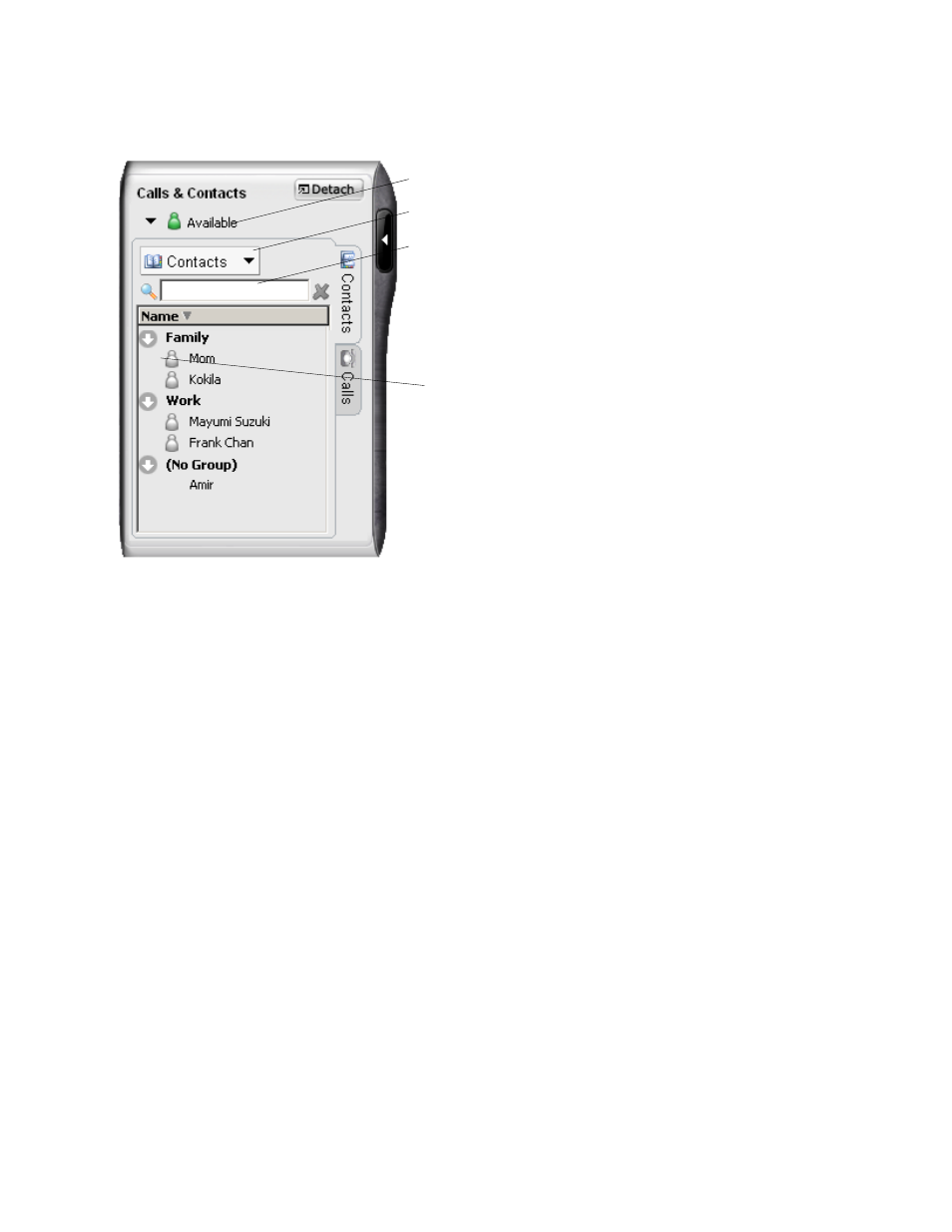 2 contacts tab, Contacts tab | CounterPath eyeBeam 1.5 User Guide for Windows User Manual | Page 21 / 71