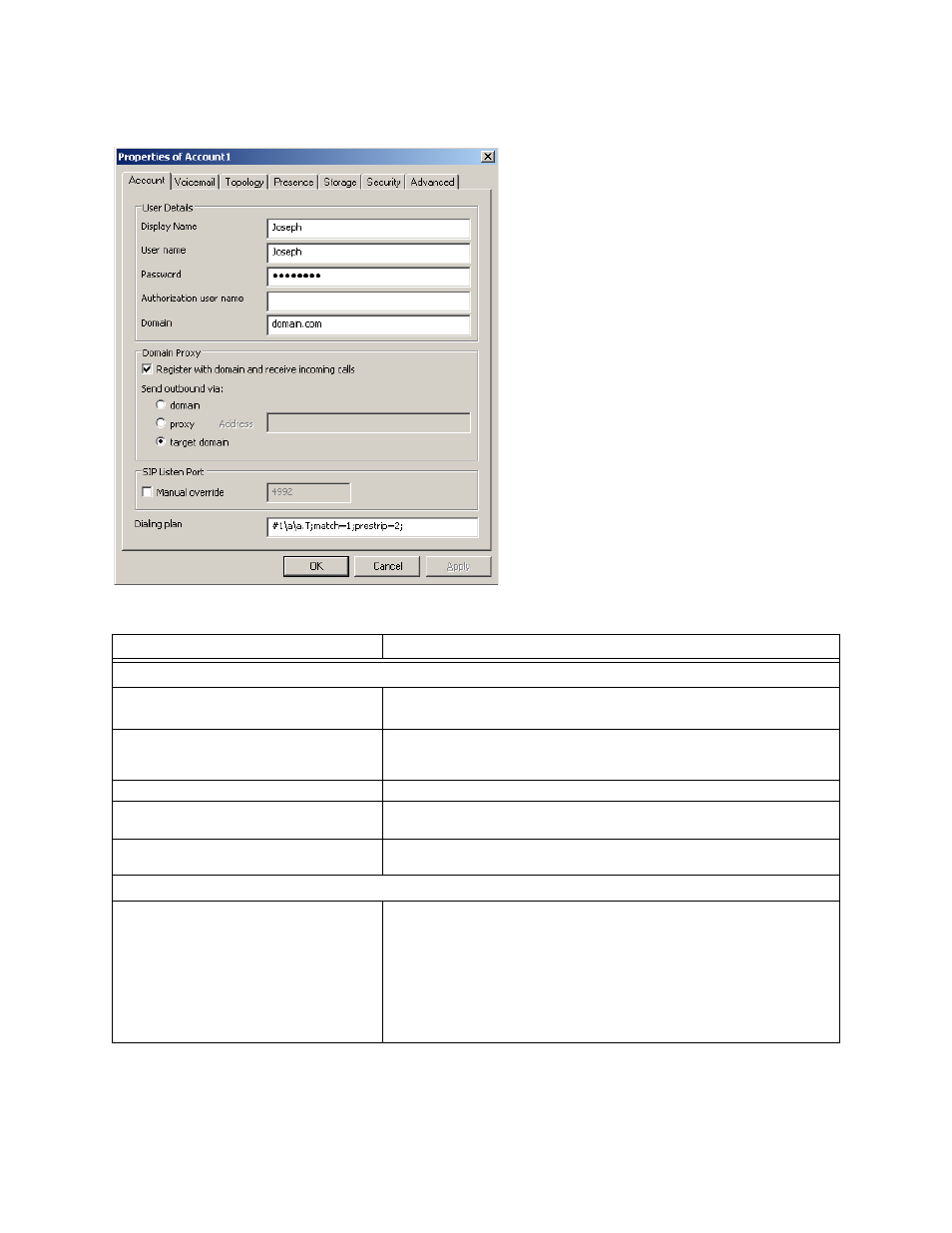 Account properties – account | CounterPath eyeBeam 1.5 User Guide for Windows User Manual | Page 46 / 71