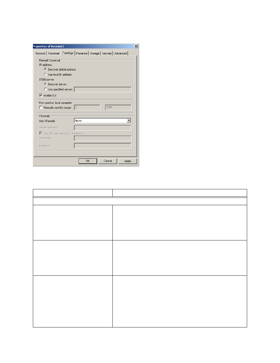 Account properties – topology | CounterPath eyeBeam 1.5 User Guide for Windows User Manual | Page 50 / 71