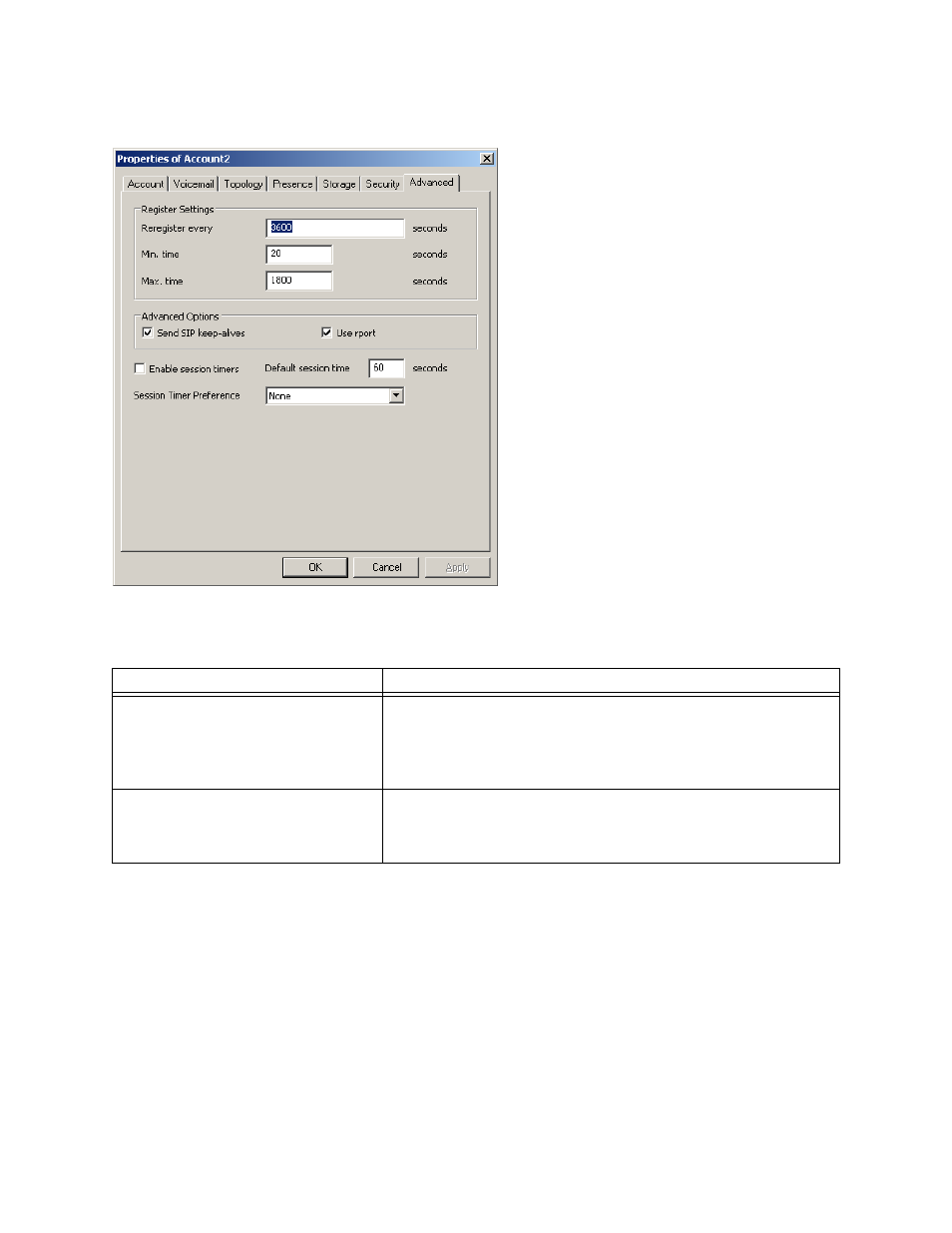 Account properties – advanced | CounterPath eyeBeam 1.5 User Guide for Windows User Manual | Page 58 / 71
