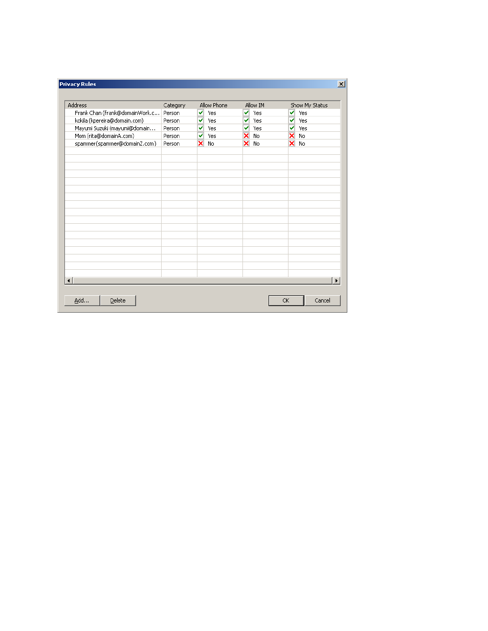 3 privacy rules, 4 open diagnostic log and folder, Privacy rules open diagnostic log and folder | CounterPath eyeBeam 1.5 User Guide for Windows User Manual | Page 60 / 71