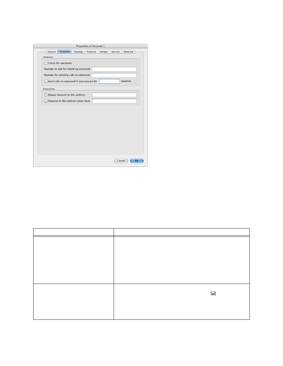 Account properties – voicemail | CounterPath eyeBeam 1.5 User Guide for Mac User Manual | Page 48 / 70