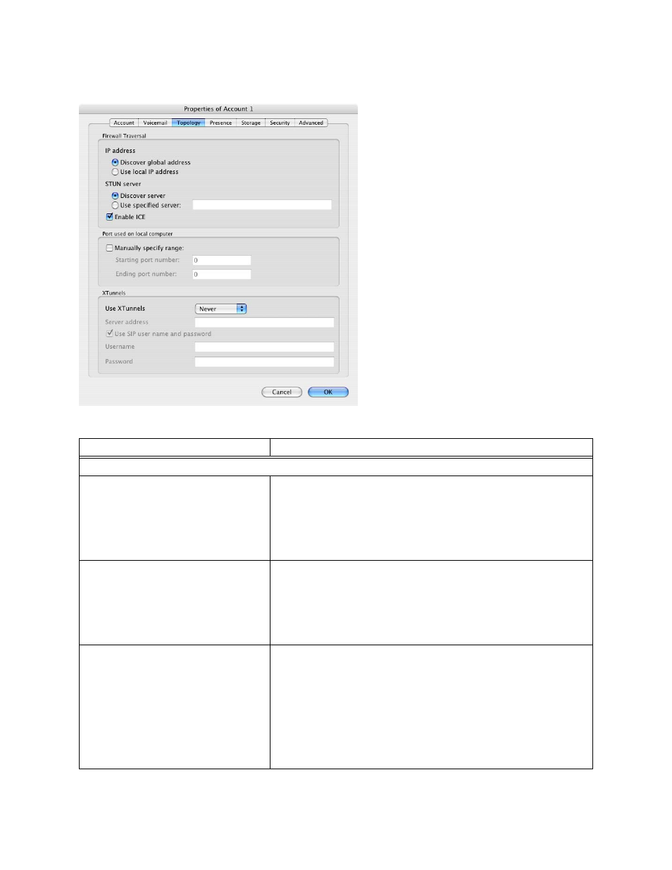 Account properties – topology | CounterPath eyeBeam 1.5 User Guide for Mac User Manual | Page 50 / 70