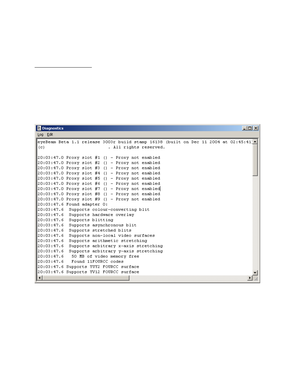 One-way audio, Diagnostic log, Figure 11 - the diagnostic log | CounterPath eyeBeam 1.11 User Guide for Windows User Manual | Page 44 / 44