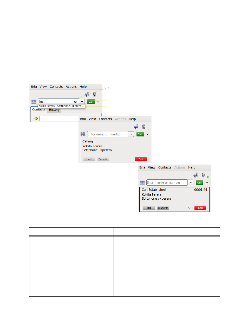 3 placing a call, Placing a call | CounterPath Bria for Linux User Guide User Manual | Page 13 / 38