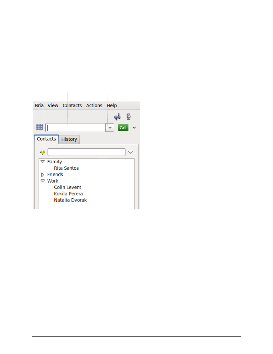 4 using resources, 1 contacts tab, Using resources | Contacts tab, 4using resources | CounterPath Bria for Linux User Guide User Manual | Page 23 / 38