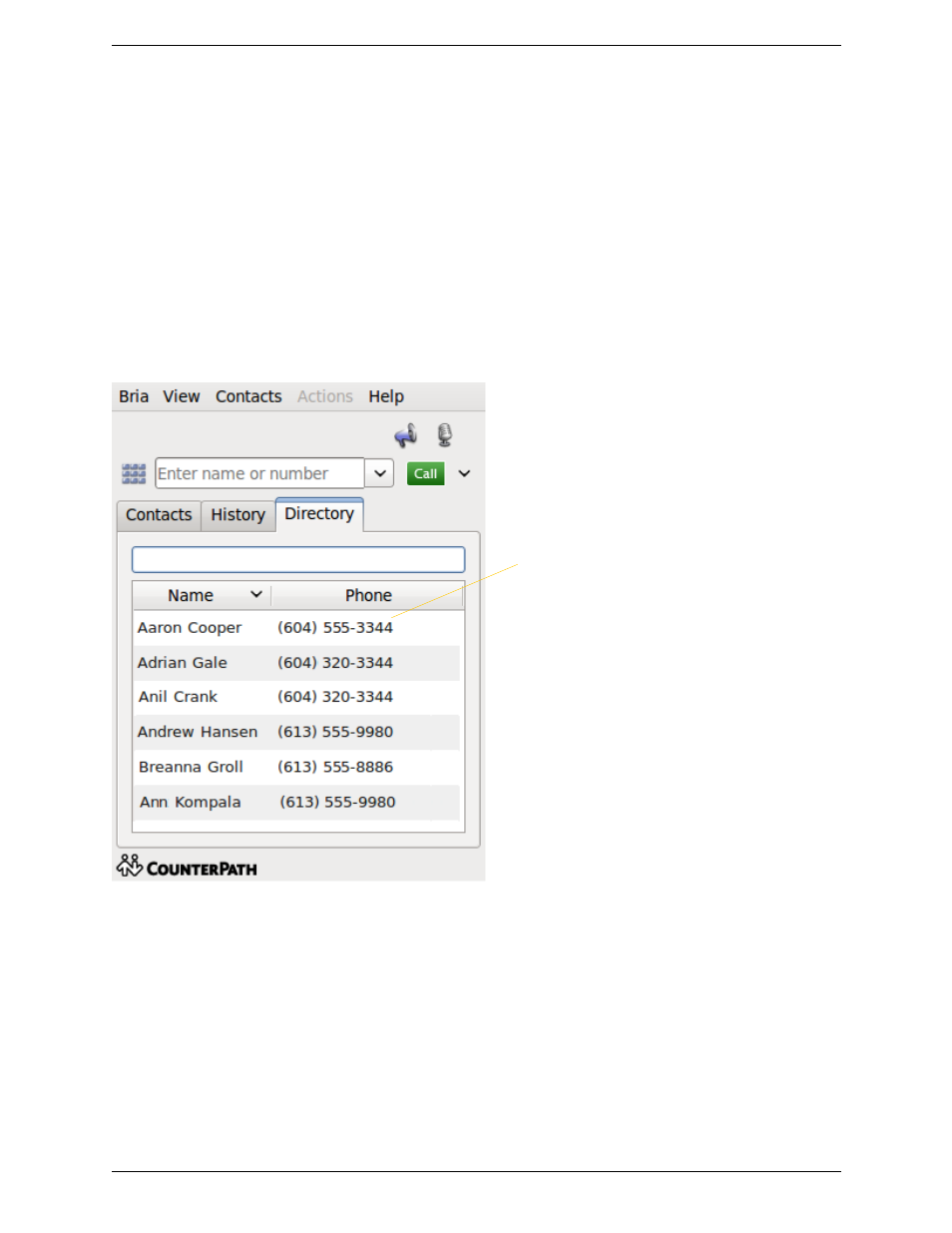 3 directory tab, Directory tab | CounterPath Bria for Linux User Guide User Manual | Page 28 / 38