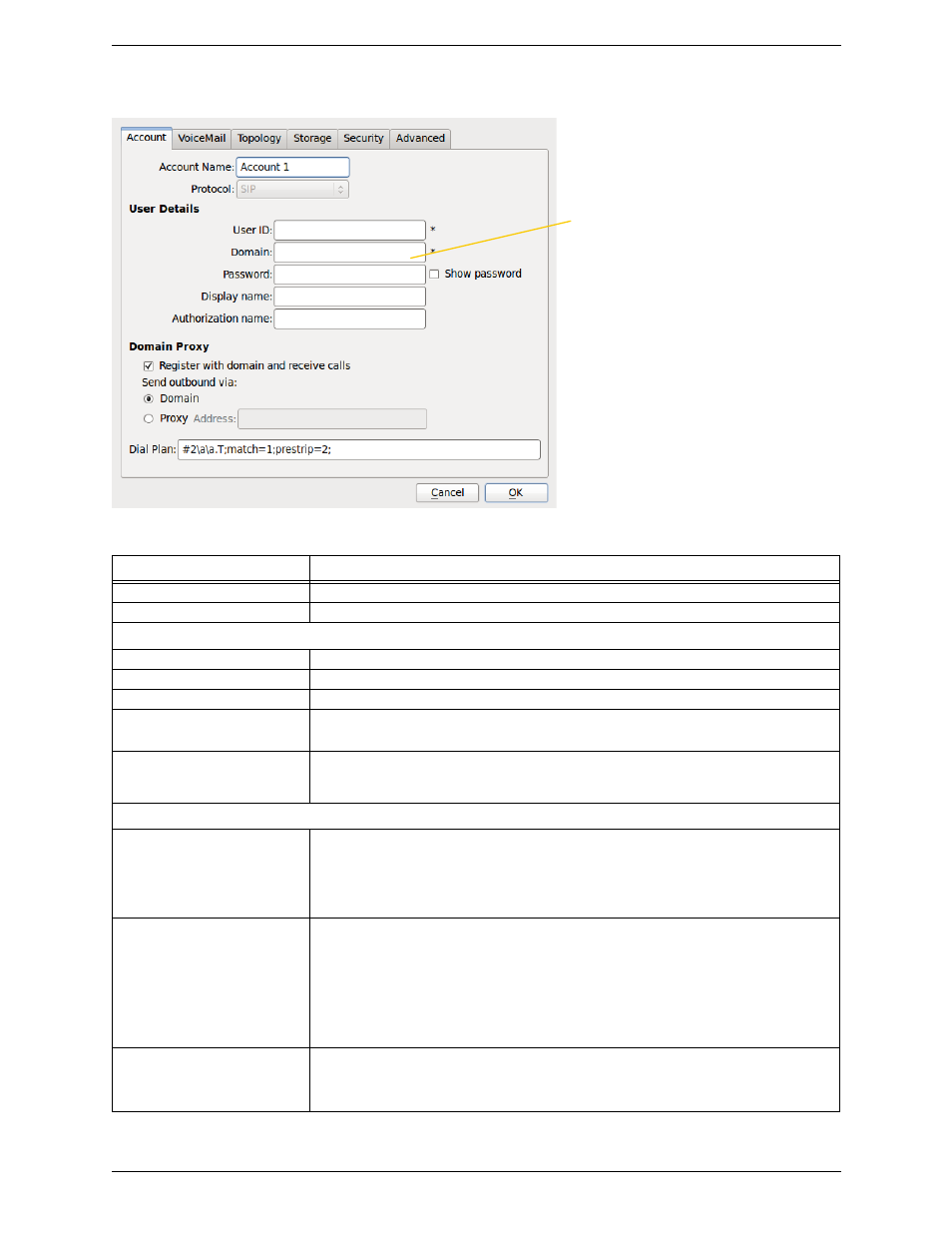 1 sip account properties - account, Sip account properties – account, 1 sip account properties – account | CounterPath Bria for Linux Administrator Guide User Manual | Page 14 / 42