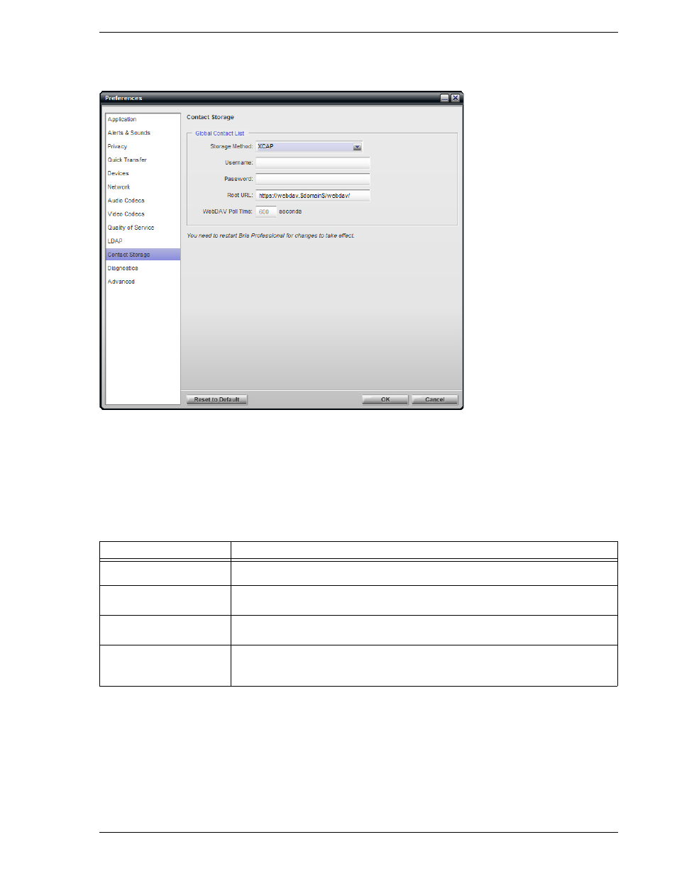 7 preferences - contact storage, Preferences – contact storage, 7 preferences – contact storage | CounterPath Bria Professional 2.5 Administrator Guide User Manual | Page 39 / 56