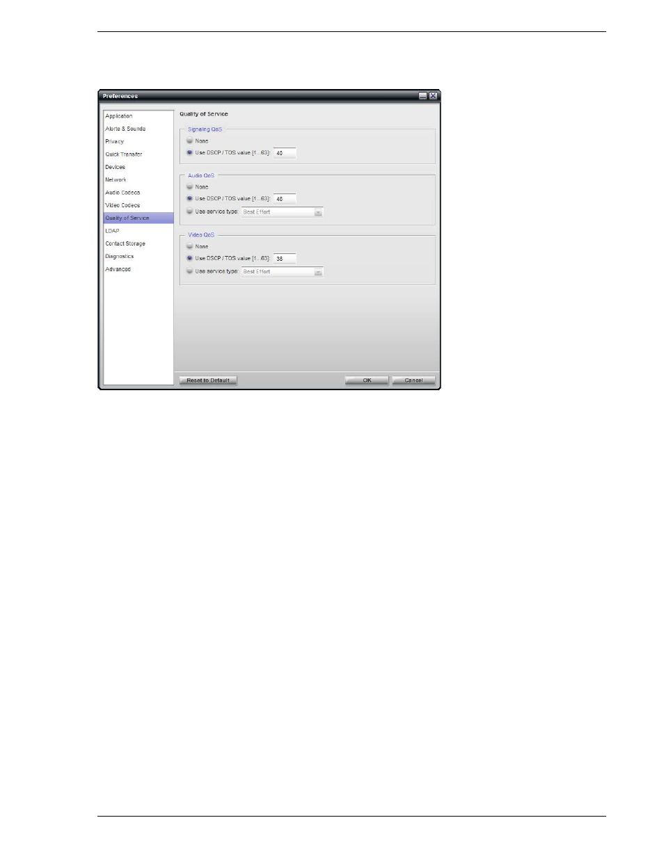 5 preferences - quality of service, Preferences – quality of service, 5 preferences – quality of service | CounterPath Bria Professional 2.3 Administrator Guide User Manual | Page 33 / 50