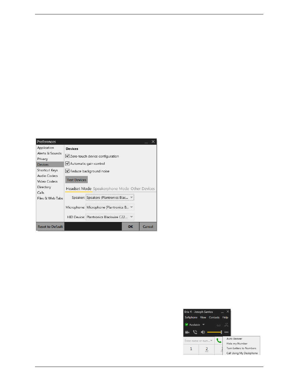 4 preferences reference, 1 preferences – devices, Preferences reference | Preferences – devices, 4preferences reference | CounterPath Bria 4 Administrator Guide User Manual | Page 43 / 58