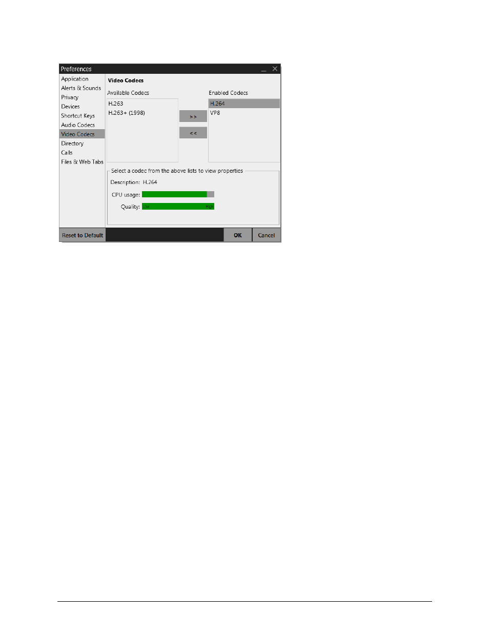 3 preferences – video codecs, Preferences – video codecs | CounterPath Bria 4 Administrator Guide User Manual | Page 45 / 58