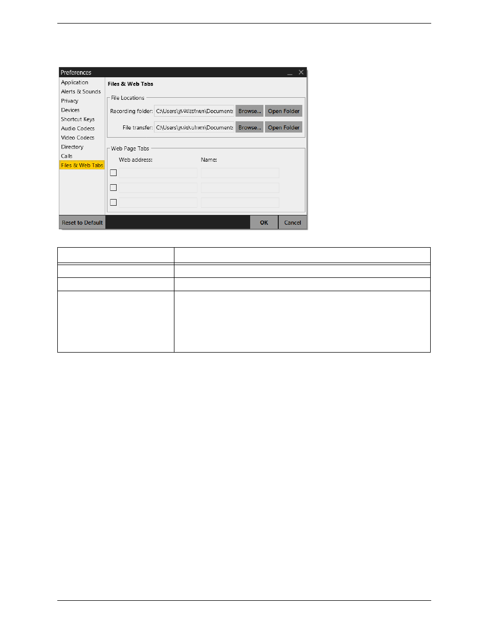 6 preferences – files & web tabs, Preferences – files & web tabs | CounterPath Bria 4 Administrator Guide User Manual | Page 50 / 58