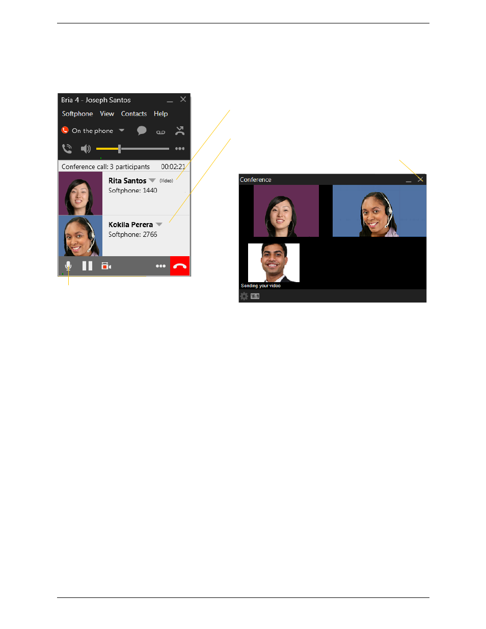 Video conference calls | CounterPath Bria 4 Windows User Guide - Enterprise Deployments User Manual | Page 30 / 104