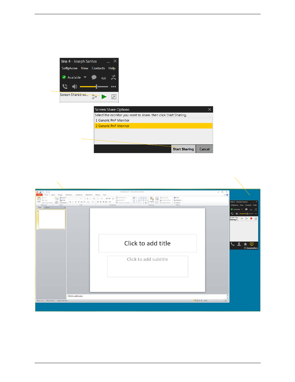 Starting a session | CounterPath Bria 4 Windows User Guide - Enterprise Deployments User Manual | Page 52 / 104