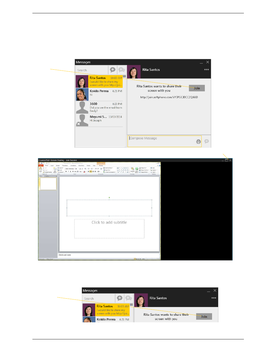 Receiving an invitation | CounterPath Bria 4 Windows User Guide - Enterprise Deployments User Manual | Page 55 / 104