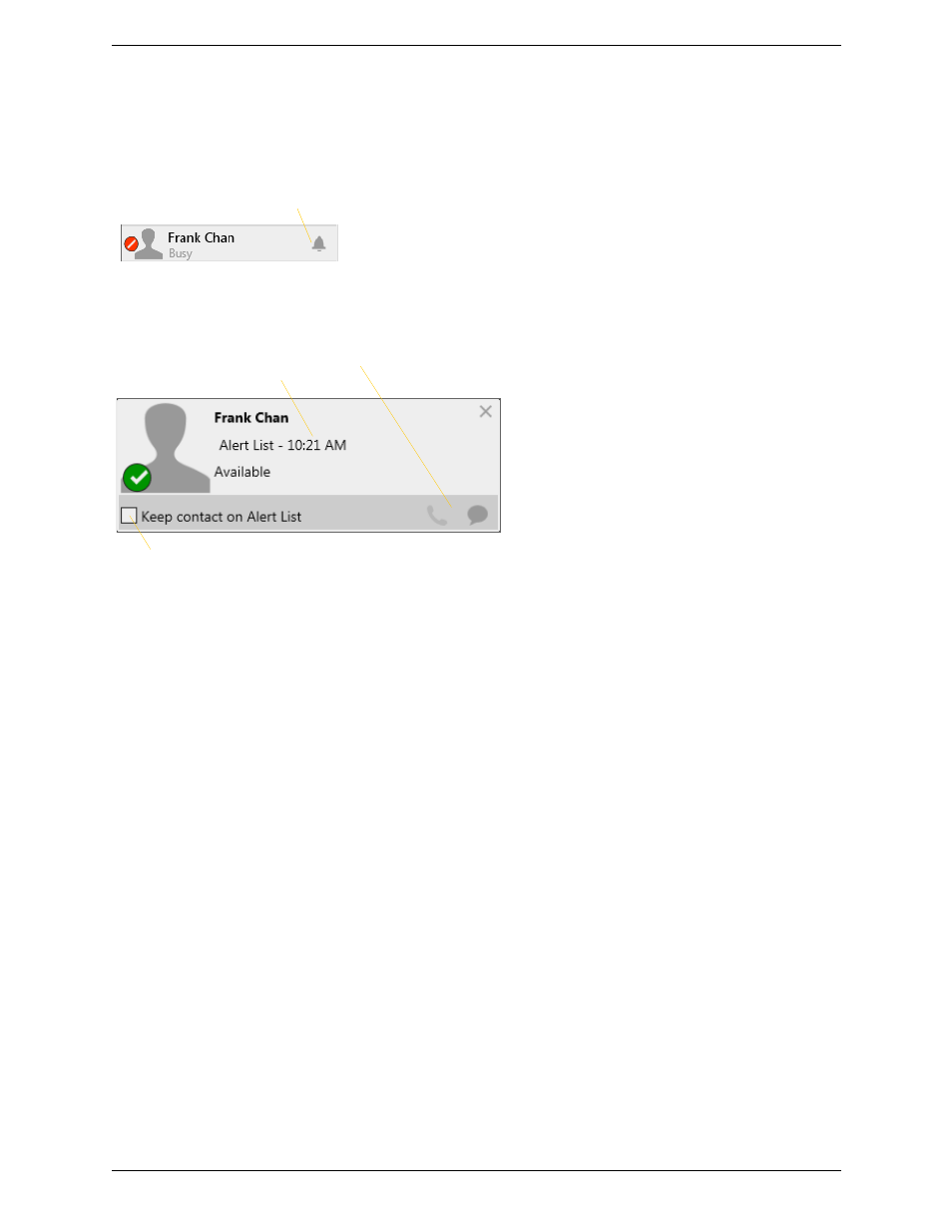 Adding contacts to the alert list (buddy pounce) | CounterPath Bria 4 Windows User Guide - Enterprise Deployments User Manual | Page 71 / 104