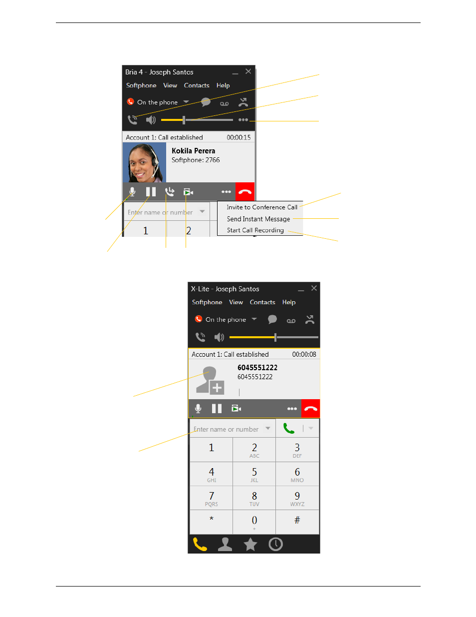 5 handling an established call, Handling an established call | CounterPath Bria 4 Windows User Guide - Retail Deployments User Manual | Page 21 / 114