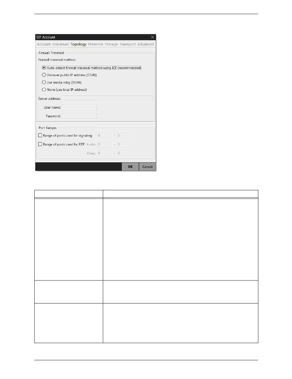 Sip account properties – topology | CounterPath Bria 4 Windows User Guide - Retail Deployments User Manual | Page 79 / 114