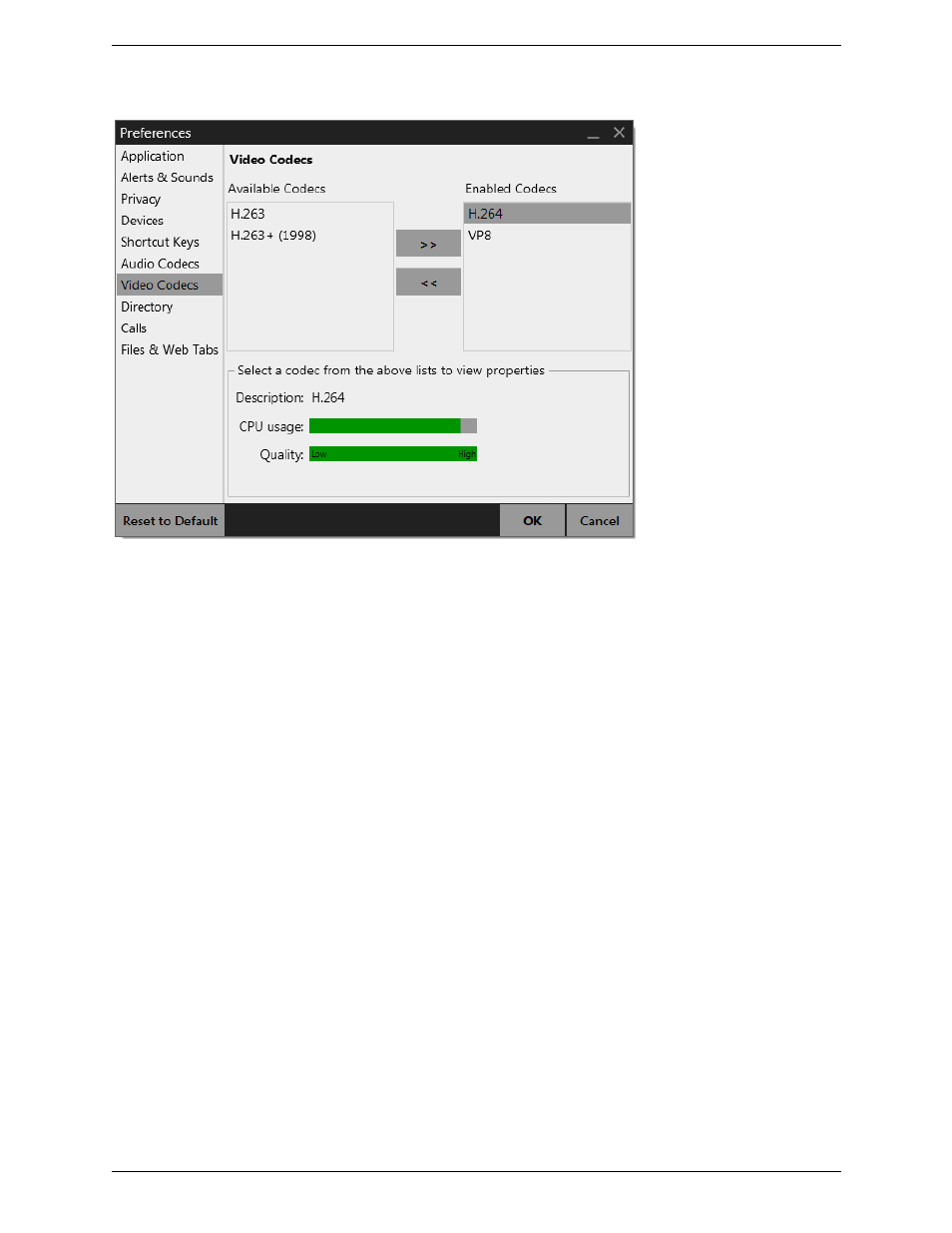 Preferences – video codecs | CounterPath Bria 4 Windows User Guide - Retail Deployments User Manual | Page 97 / 114