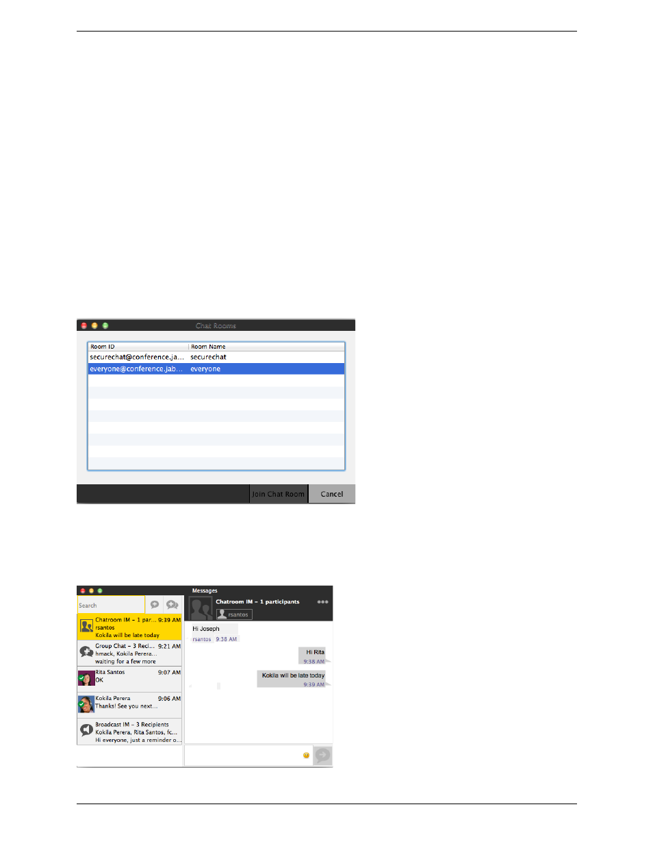 4 chat rooms, Chat rooms | CounterPath Bria 4 Mac User Guide - Enterprise Deployments User Manual | Page 33 / 76