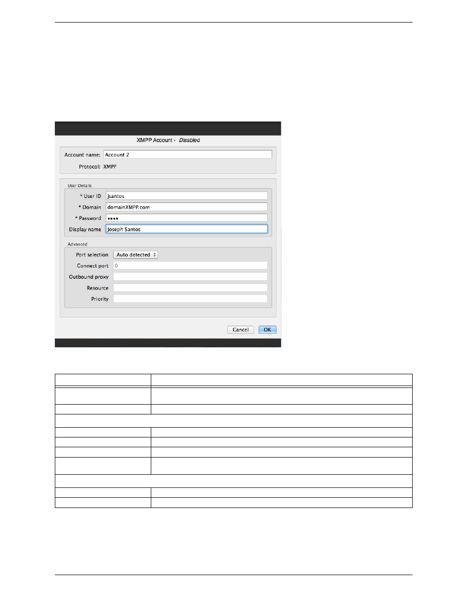 Xmpp account | CounterPath Bria 4 Mac User Guide - Enterprise Deployments User Manual | Page 60 / 76