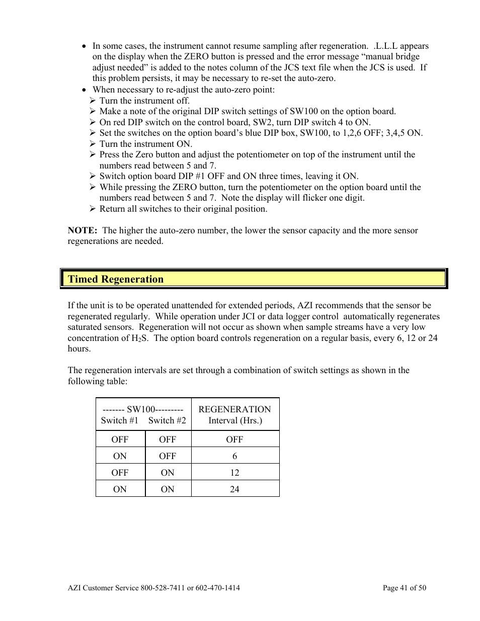 Timed regeneration | Arizona Hydrogen Sulfide Analyzer Jerome 631-X User Manual | Page 41 / 50