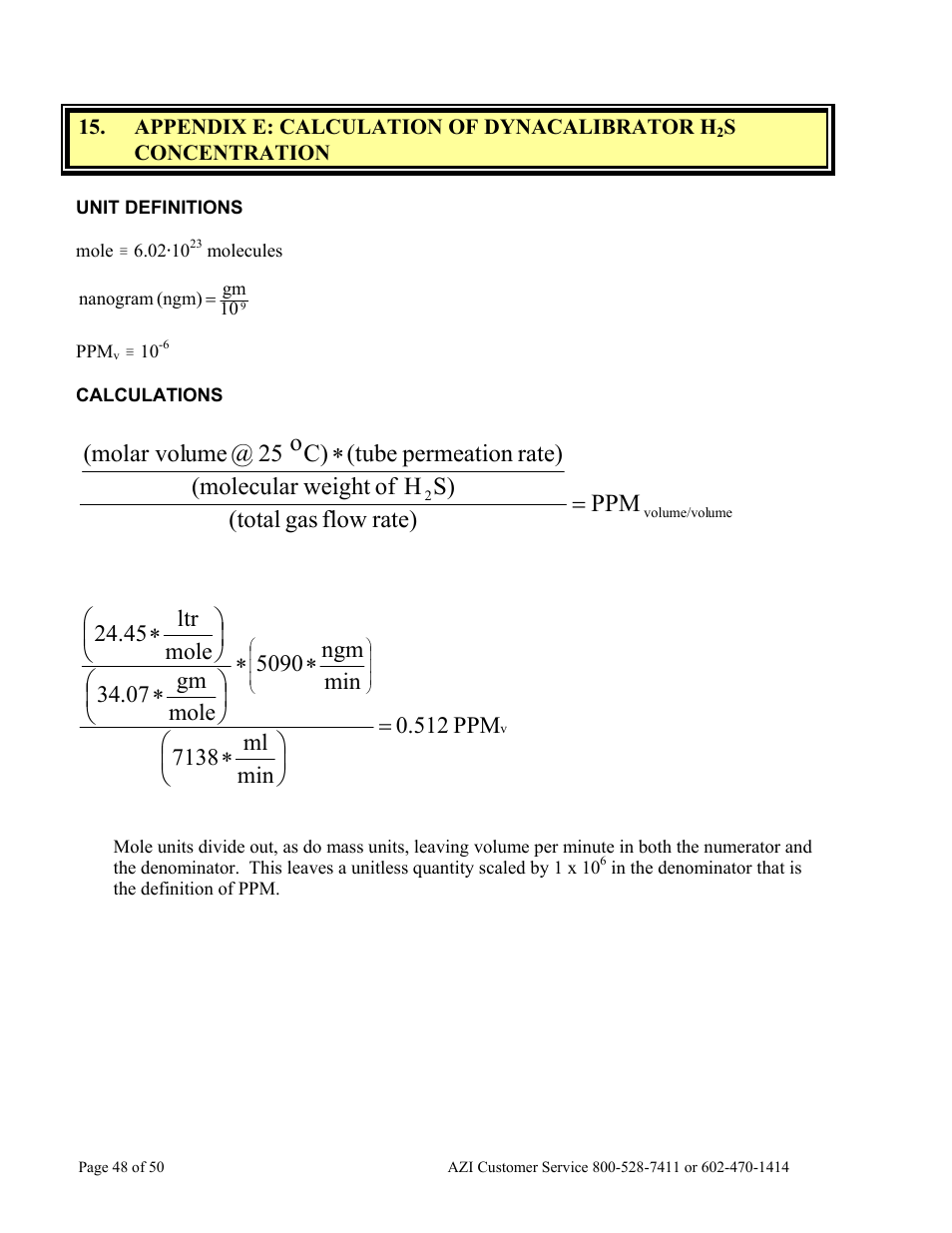 Arizona Hydrogen Sulfide Analyzer Jerome 631-X User Manual | Page 48 / 50