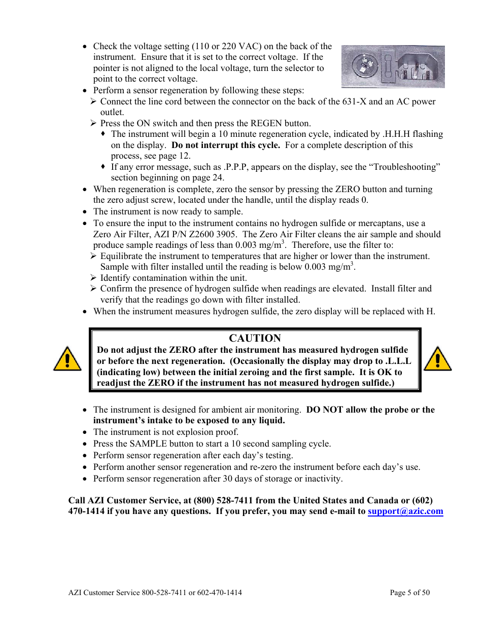 Arizona Hydrogen Sulfide Analyzer Jerome 631-X User Manual | Page 5 / 50