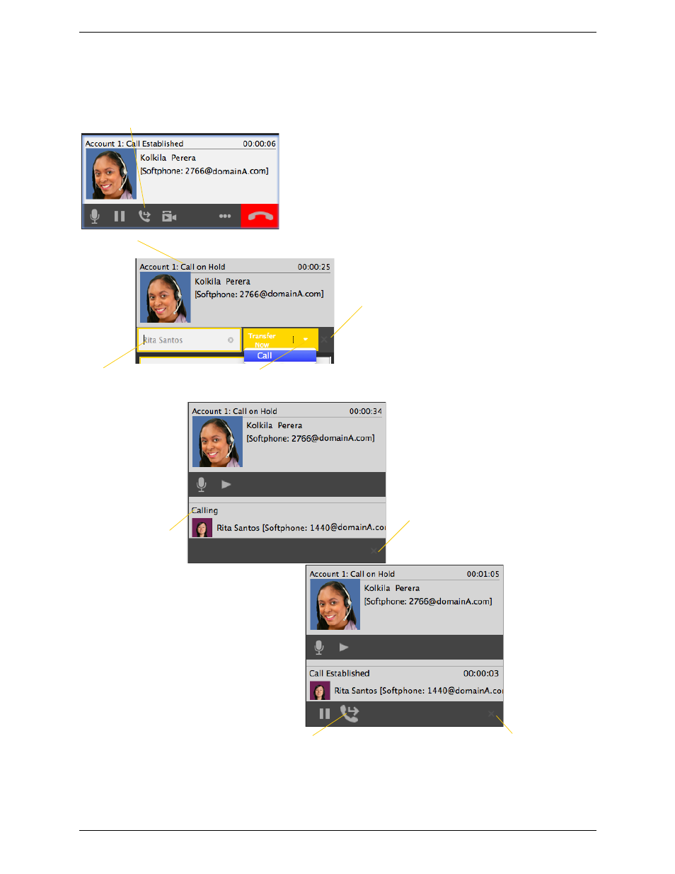 Attended transfer – call then transfer | CounterPath Bria 4 Mac User Guide - Retail Deployments User Manual | Page 22 / 90