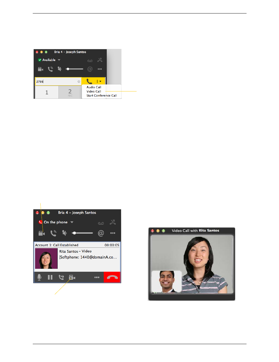 6 handling video calls, Handling video calls | CounterPath Bria 4 Mac User Guide - Retail Deployments User Manual | Page 23 / 90