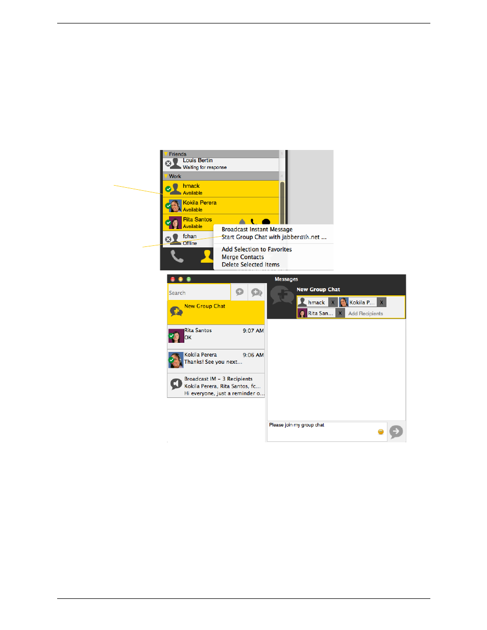 3 group chat (conference im), Group chat (conference im) | CounterPath Bria 4 Mac User Guide - Retail Deployments User Manual | Page 31 / 90