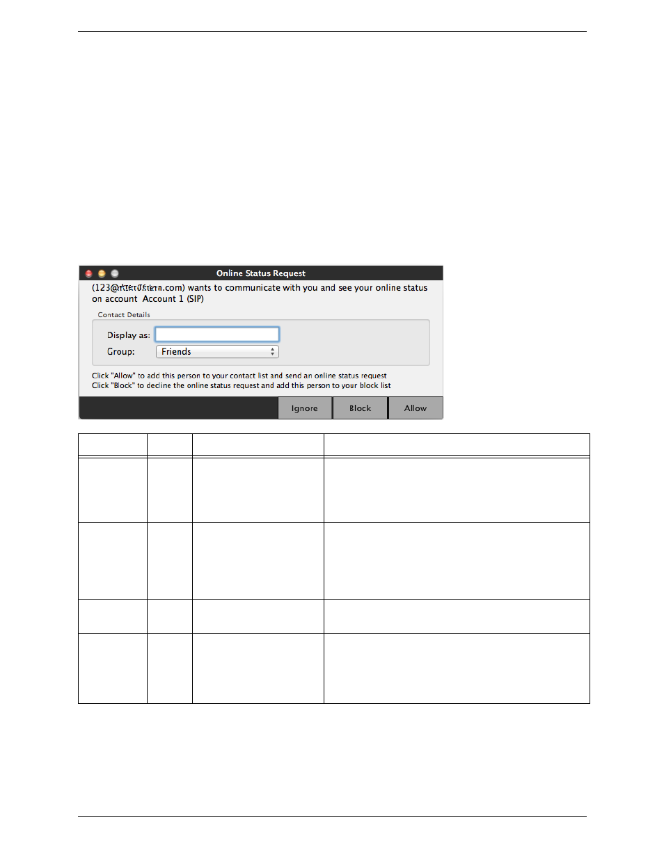 Receiving an online status request | CounterPath Bria 4 Mac User Guide - Retail Deployments User Manual | Page 44 / 90