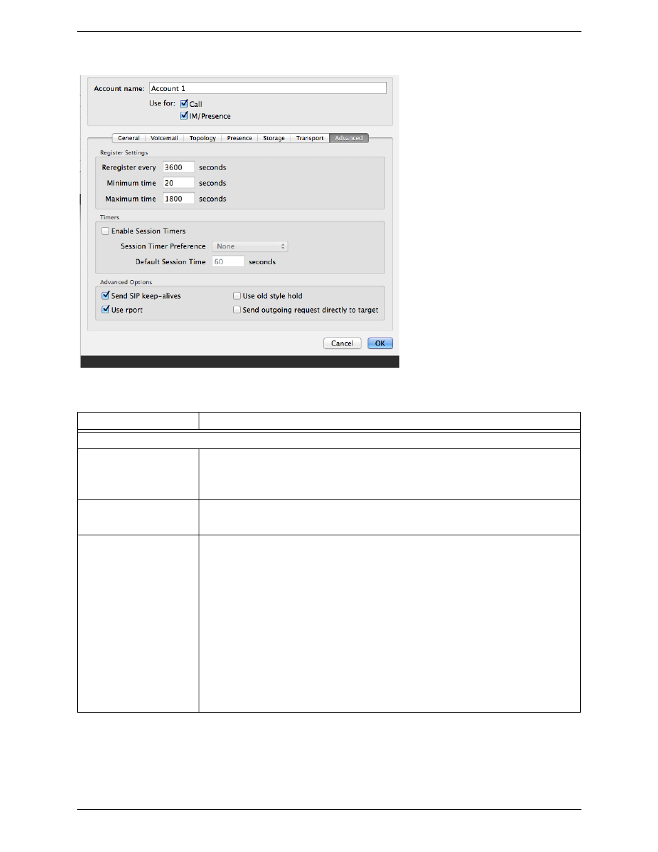 Sip accounts – advanced | CounterPath Bria 4 Mac User Guide - Retail Deployments User Manual | Page 66 / 90