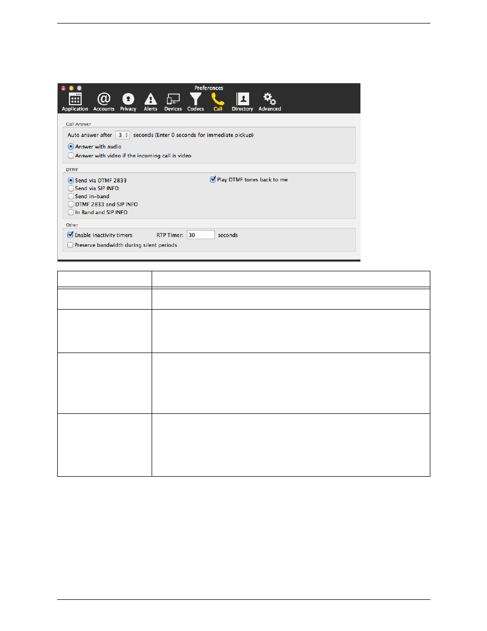 Preferences – calls | CounterPath Bria 4 Mac User Guide - Retail Deployments User Manual | Page 75 / 90