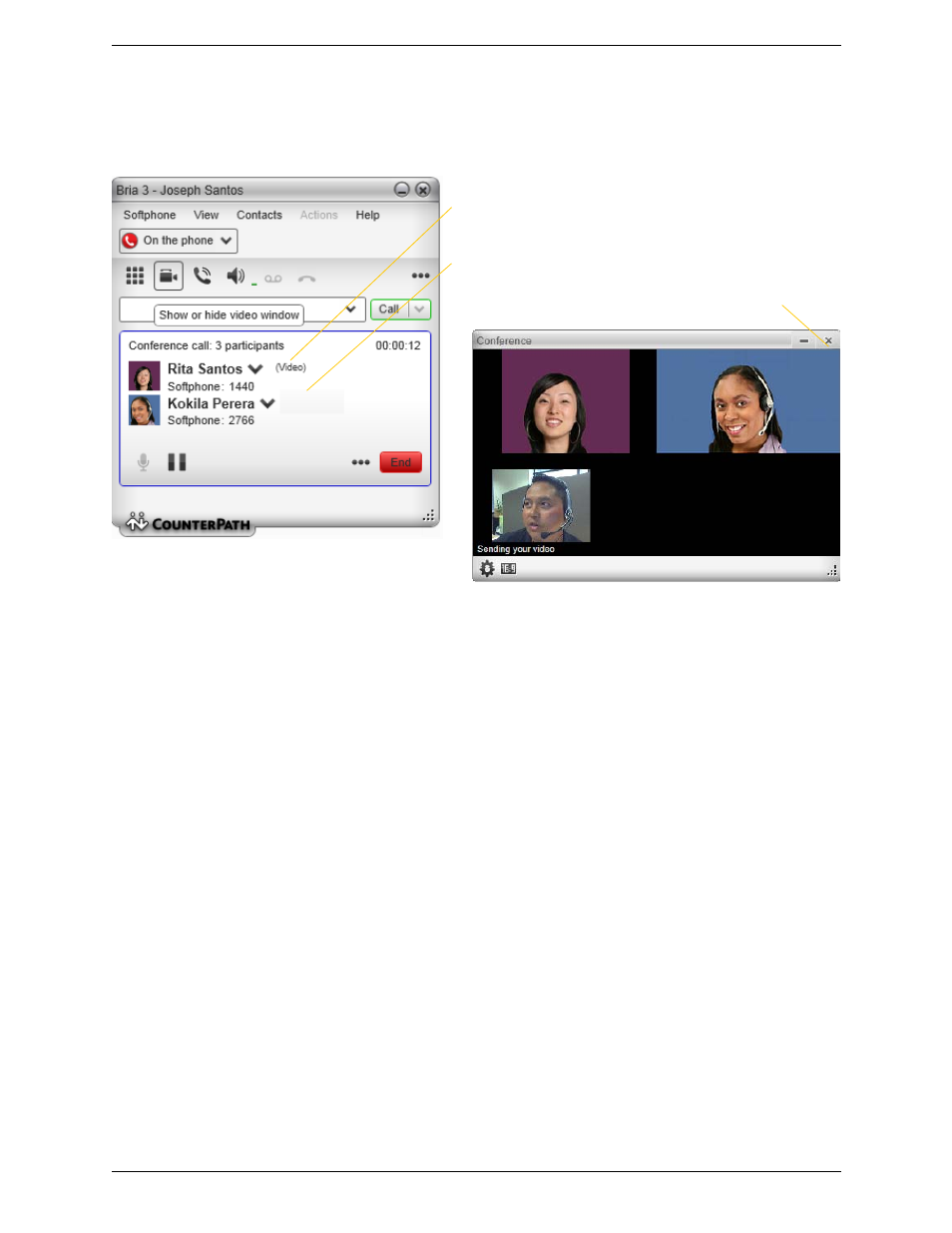 Video conference calls | CounterPath Bria 3.5.2 for Windows User Guide - Retail Deployments User Manual | Page 27 / 98
