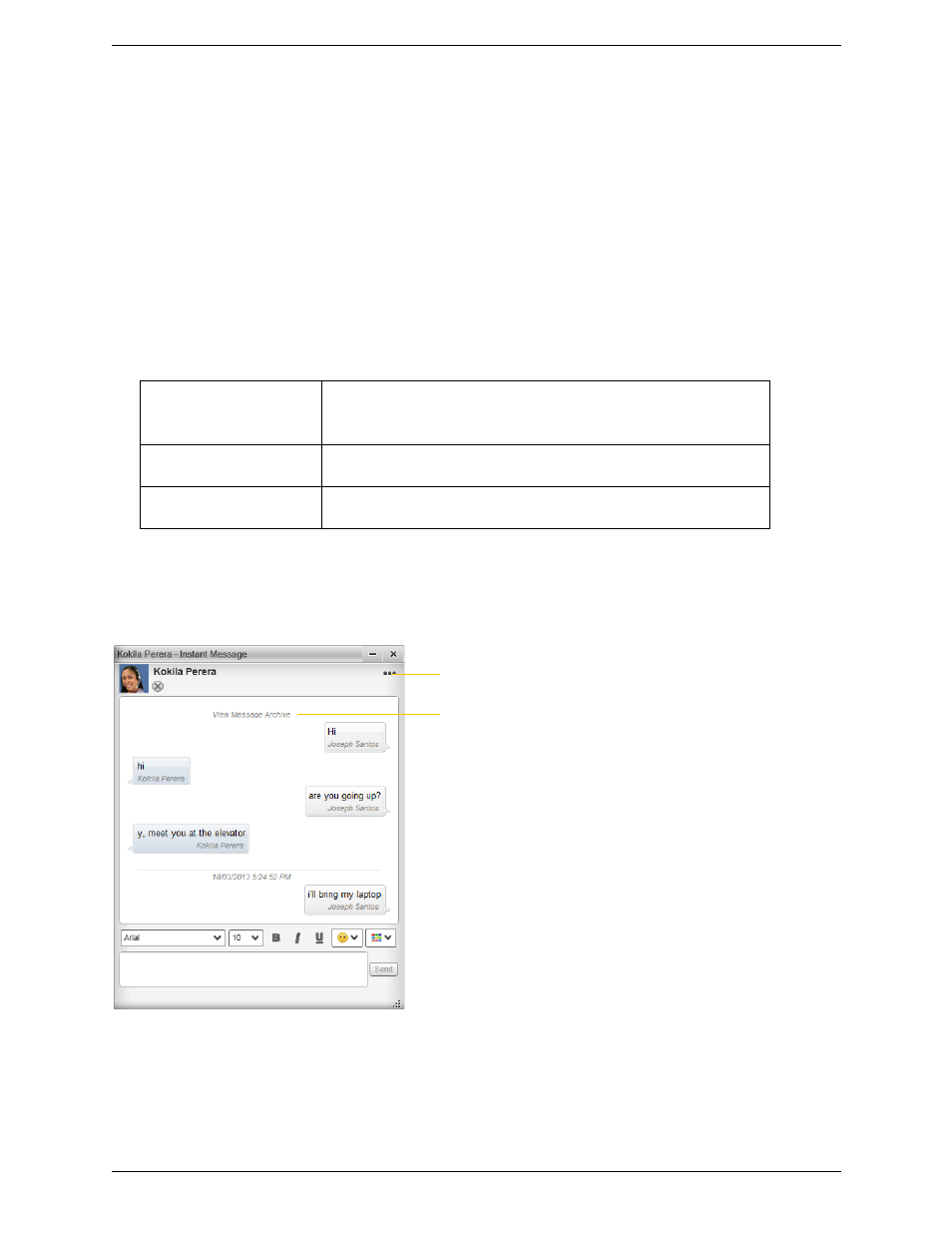4 other bria features, 1 instant messaging, Other bria features | Instant messaging, 4other bria features, Sending an im, Receiving an im | CounterPath Bria 3.5.2 for Windows User Guide - Retail Deployments User Manual | Page 31 / 98