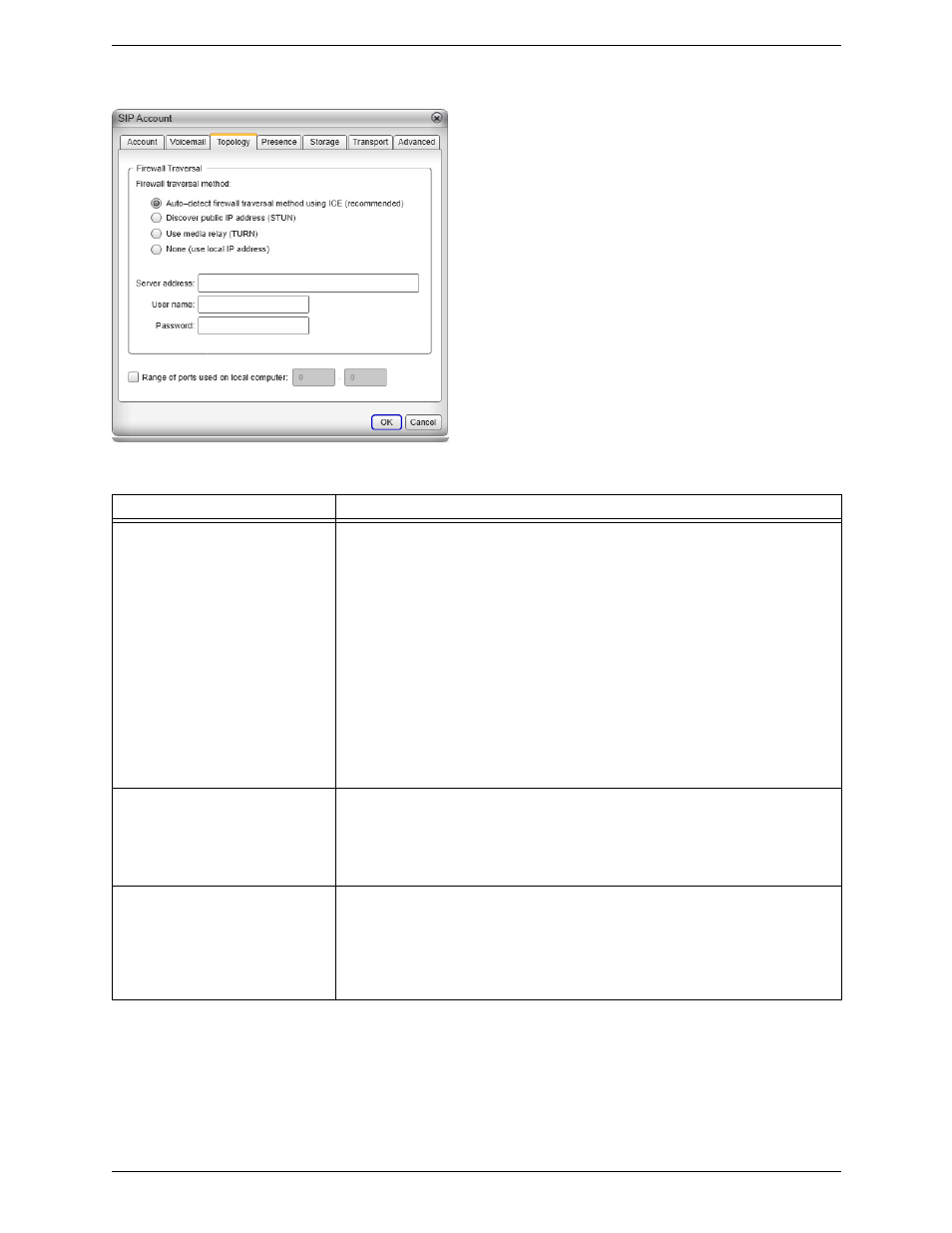 Sip account properties – topology | CounterPath Bria 3.5.2 for Windows User Guide - Retail Deployments User Manual | Page 62 / 98