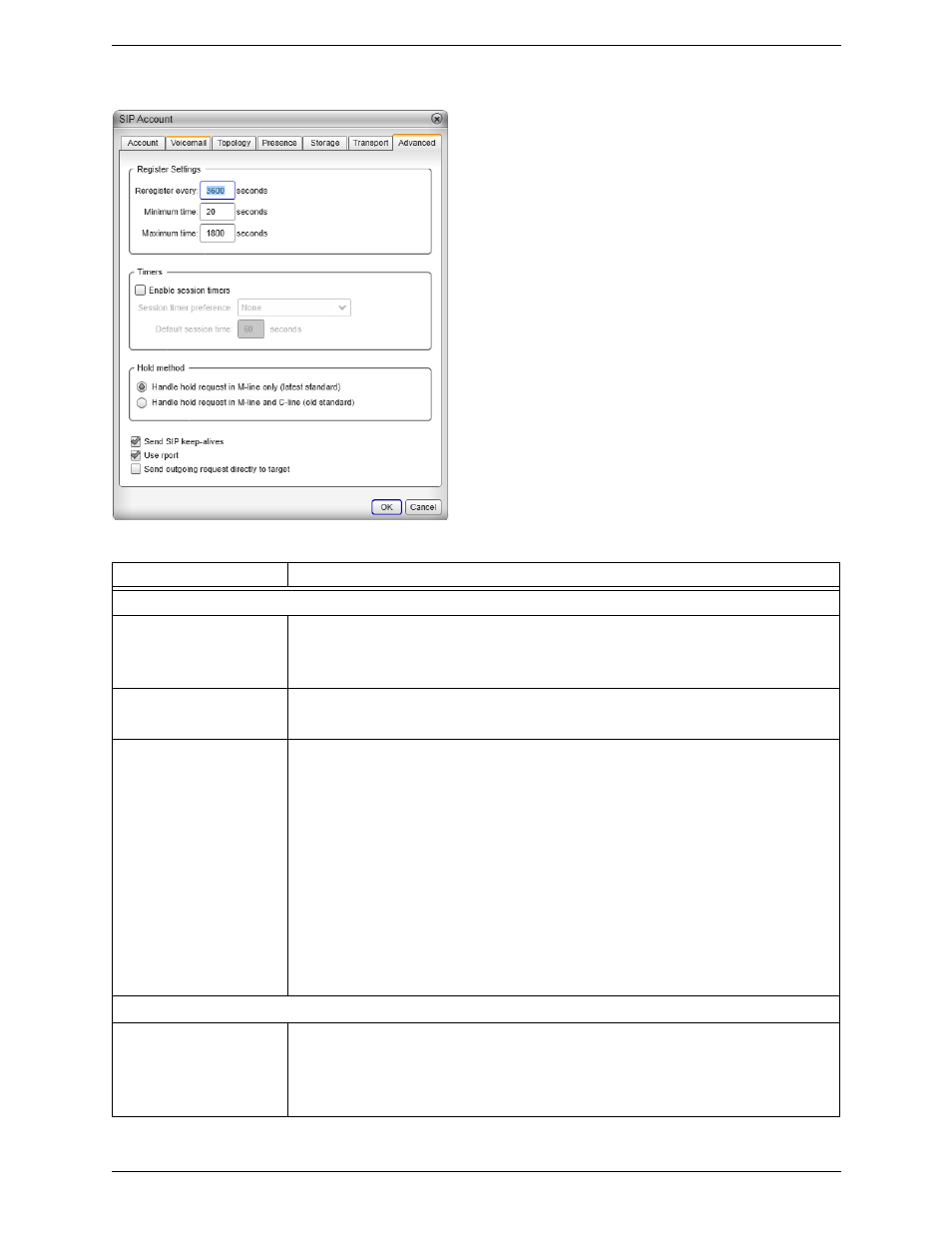 Sip account properties – advanced | CounterPath Bria 3.5.2 for Windows User Guide - Retail Deployments User Manual | Page 69 / 98