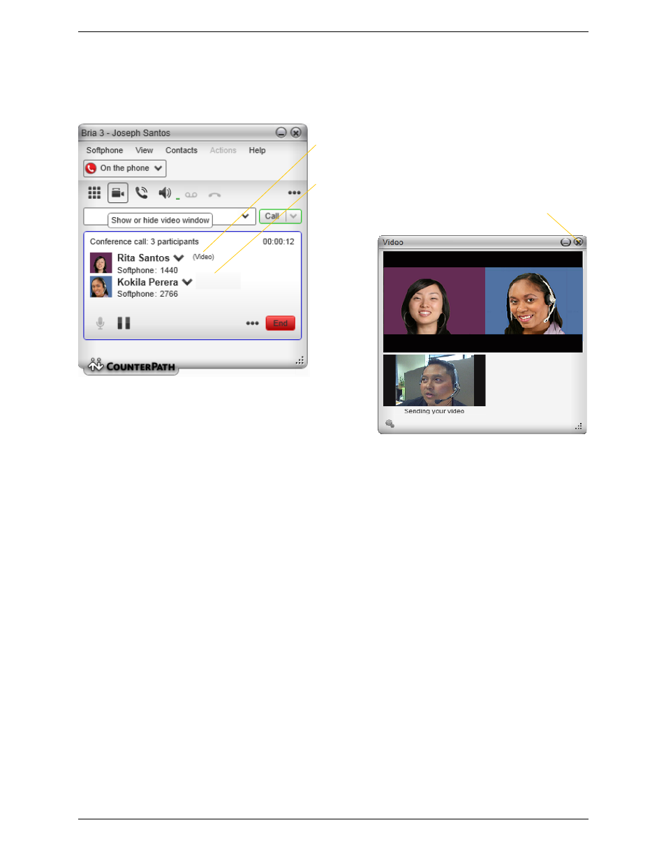 Video conference calls | CounterPath Bria 3.5.1 for Windows User Guide - Retail Deployments User Manual | Page 27 / 90